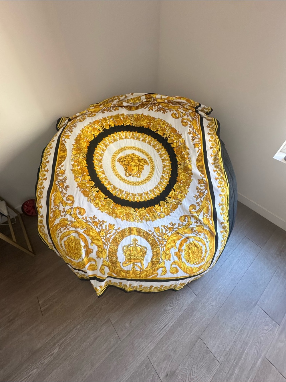 Versace White and Gold Baroque Medallion Throw/beach blanket